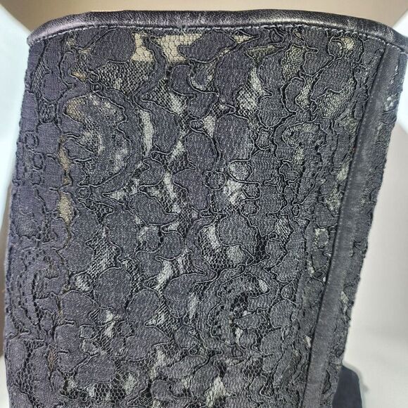 Yves Saint Laurent Womens Applique Lace Back Zip Tall Boot US 10 Black Heel Boot - Picture 14 of 14